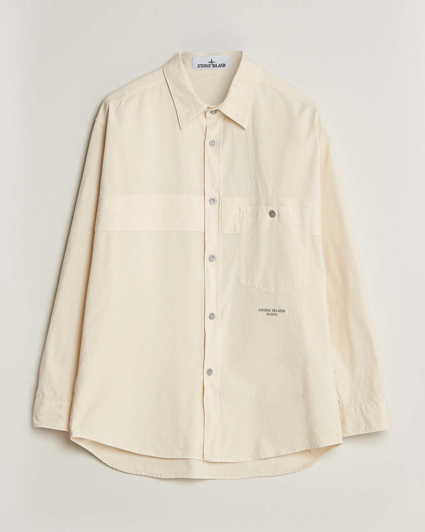 Homme | Chemises | Stone Island | Marina Cotton Panama Weave Overshirt Ivory