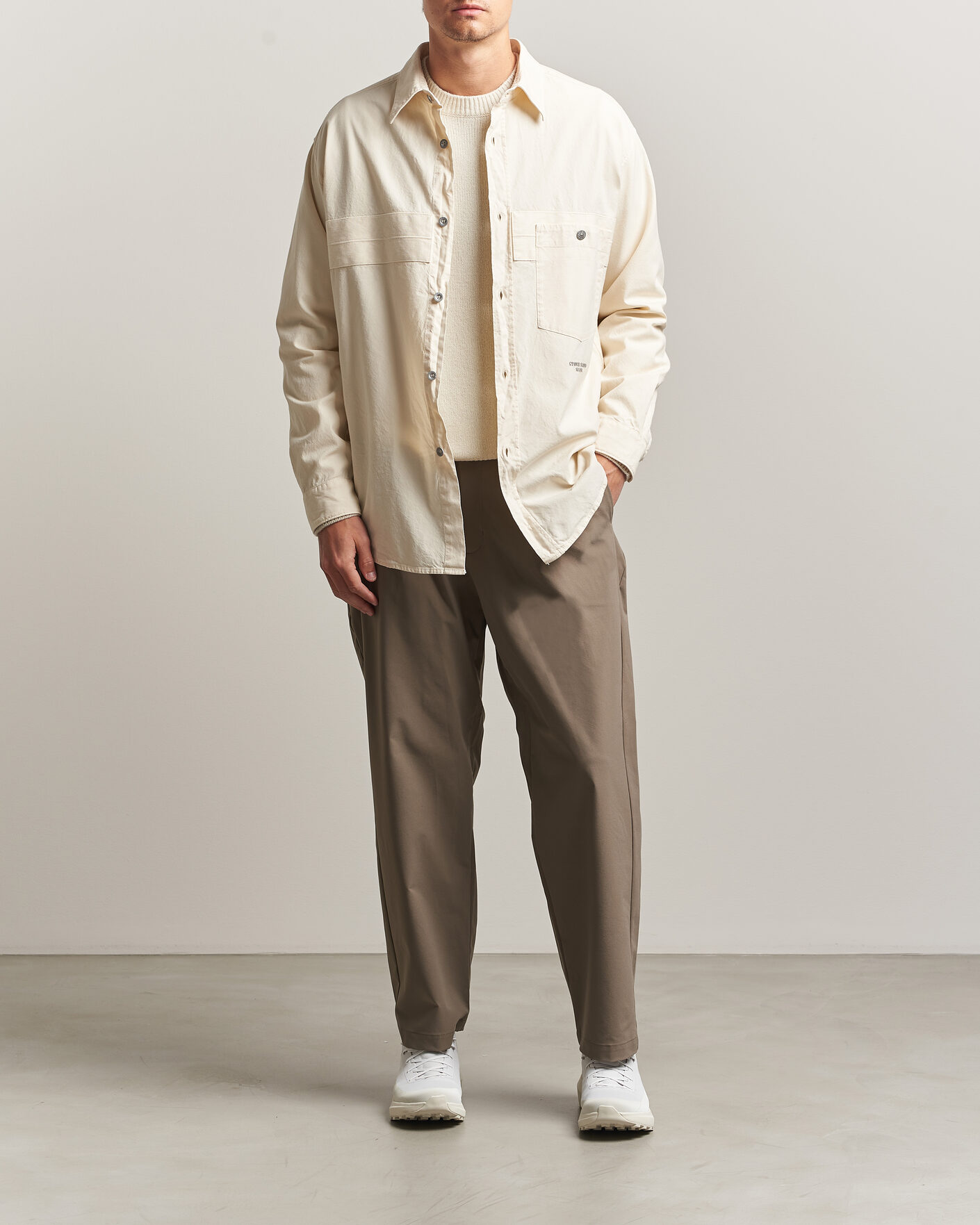 Homme | Chemises | Stone Island | Marina Cotton Panama Weave Overshirt Ivory
