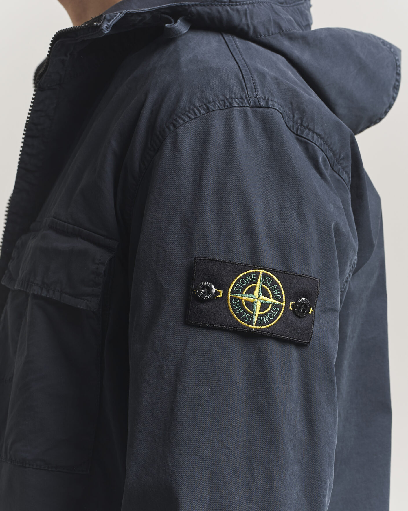 Homme | Manteaux Et Vestes | Stone Island | Stretch Cotton Twill Hood Jacket Navy