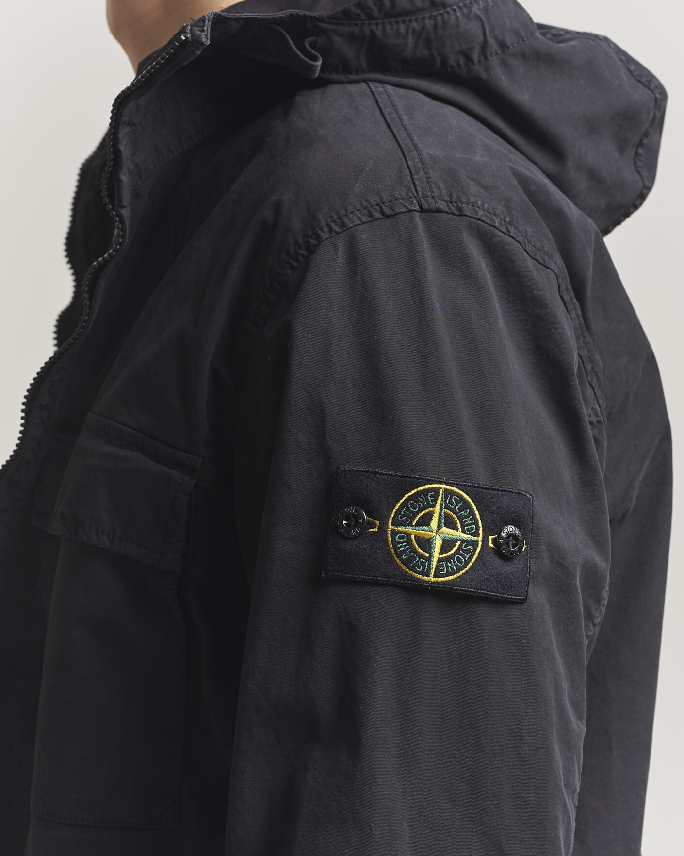 Homme | Manteaux Et Vestes | Stone Island | Stretch Cotton Twill Hood Jacket Black