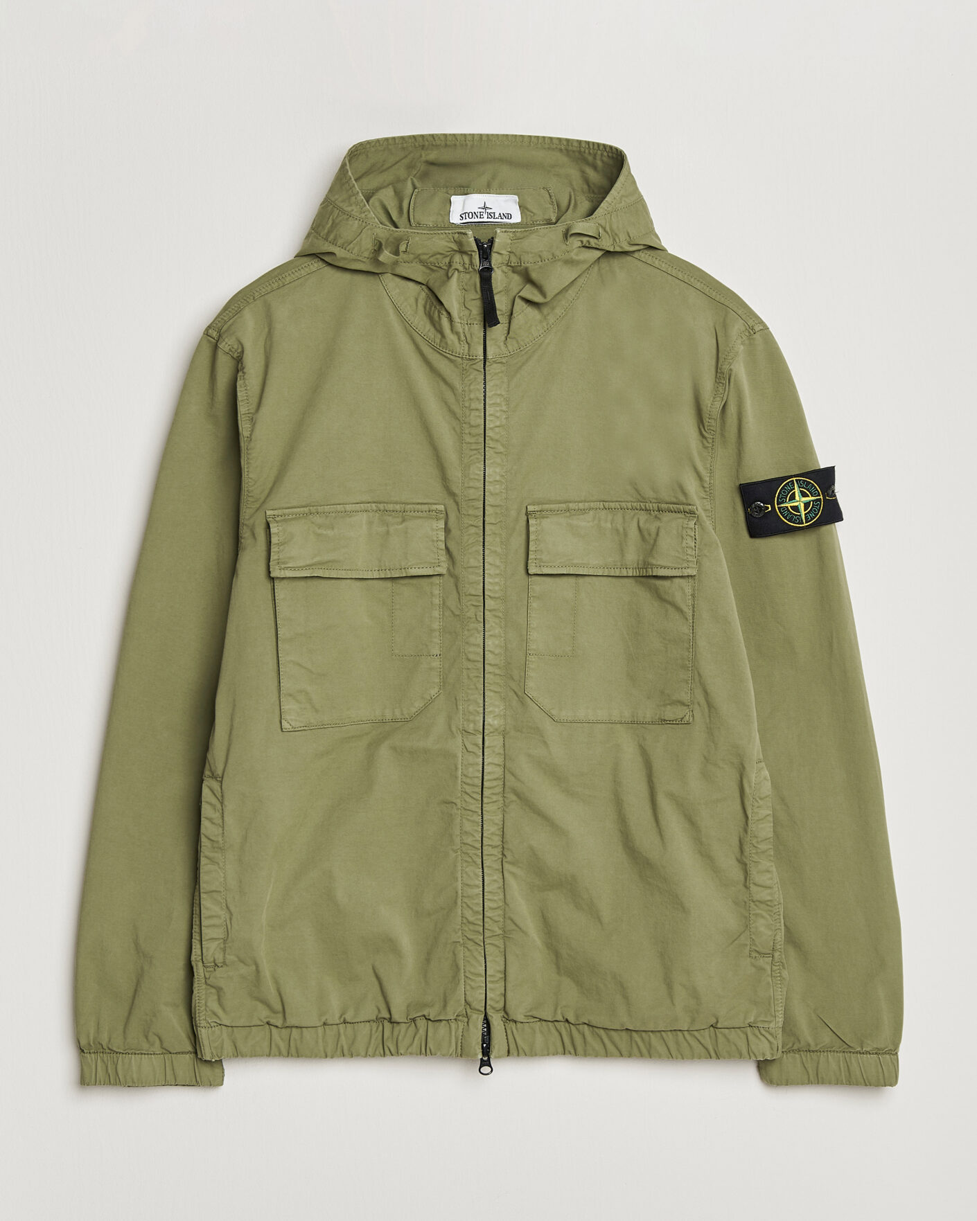 Homme | Manteaux Et Vestes | Stone Island | Stretch Cotton Twill Hood Jacket Military Green