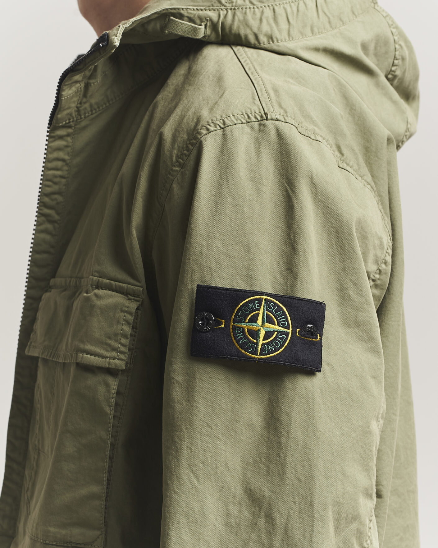 Homme | Manteaux Et Vestes | Stone Island | Stretch Cotton Twill Hood Jacket Military Green
