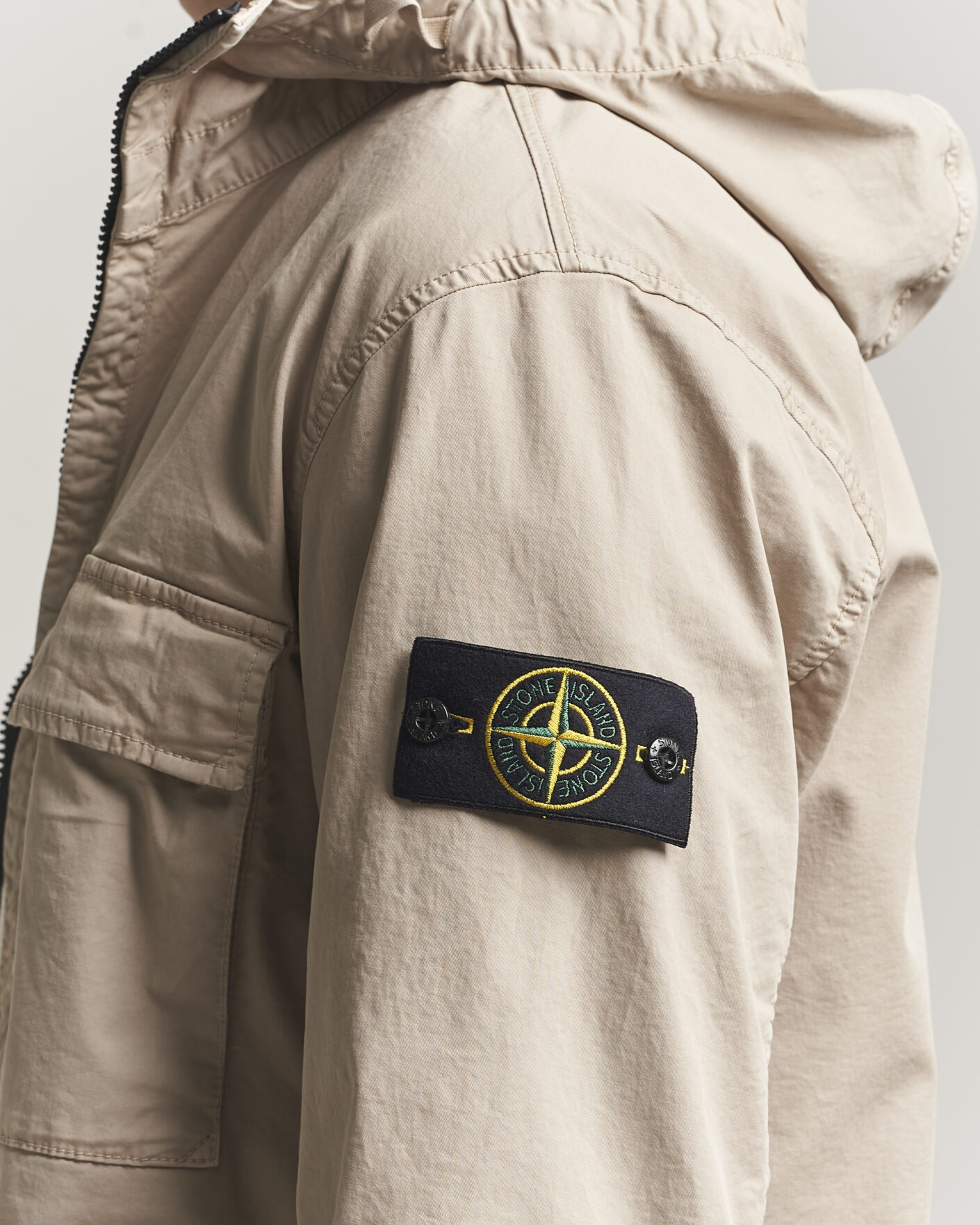 Homme | Manteaux Et Vestes | Stone Island | Stretch Cotton Twill Hood Jacket Desert