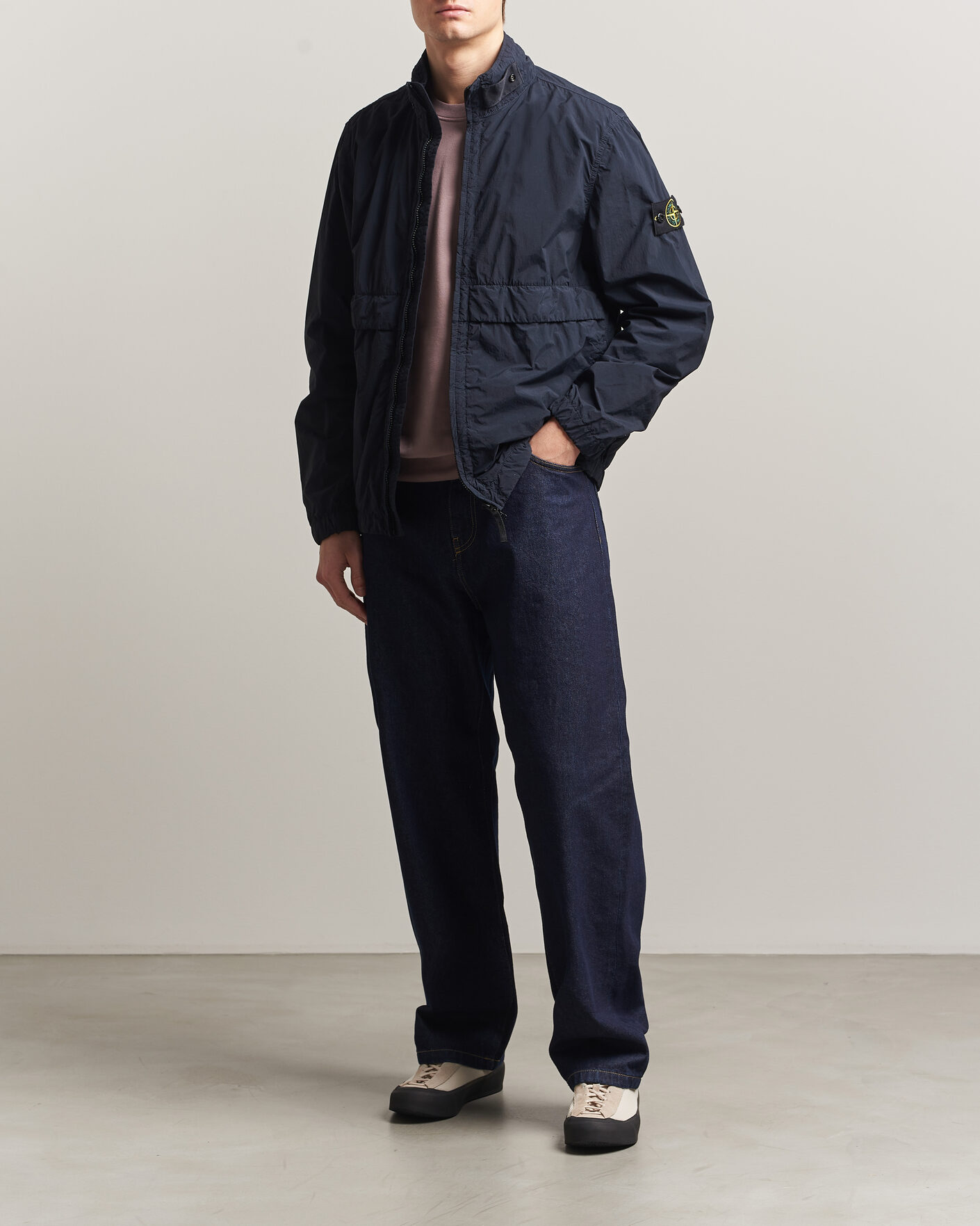 Homme | Manteaux Et Vestes | Stone Island | Nylon Smerigliato-TC Stand Collar Jacket Navy