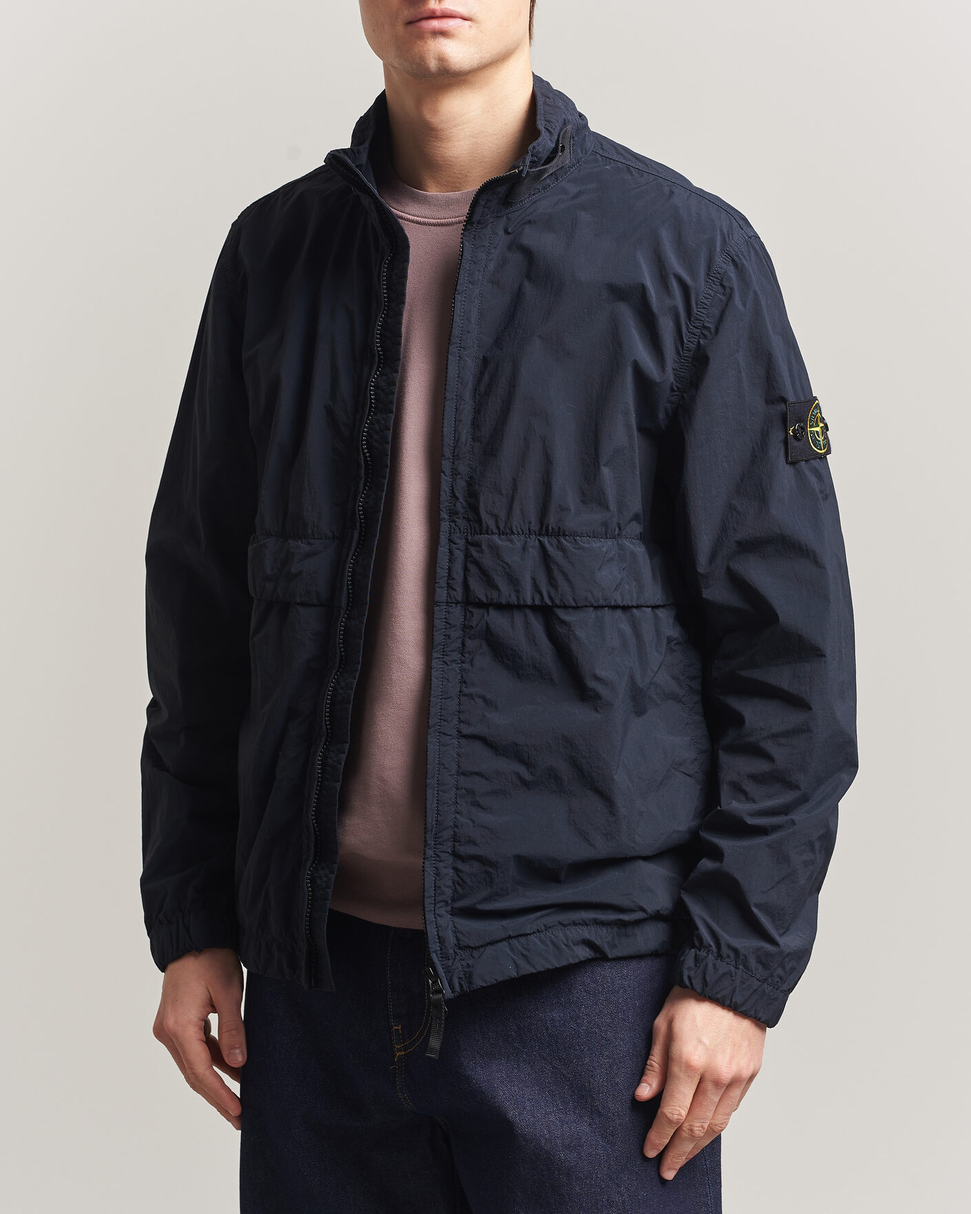 Homme | Manteaux Et Vestes | Stone Island | Nylon Smerigliato-TC Stand Collar Jacket Navy