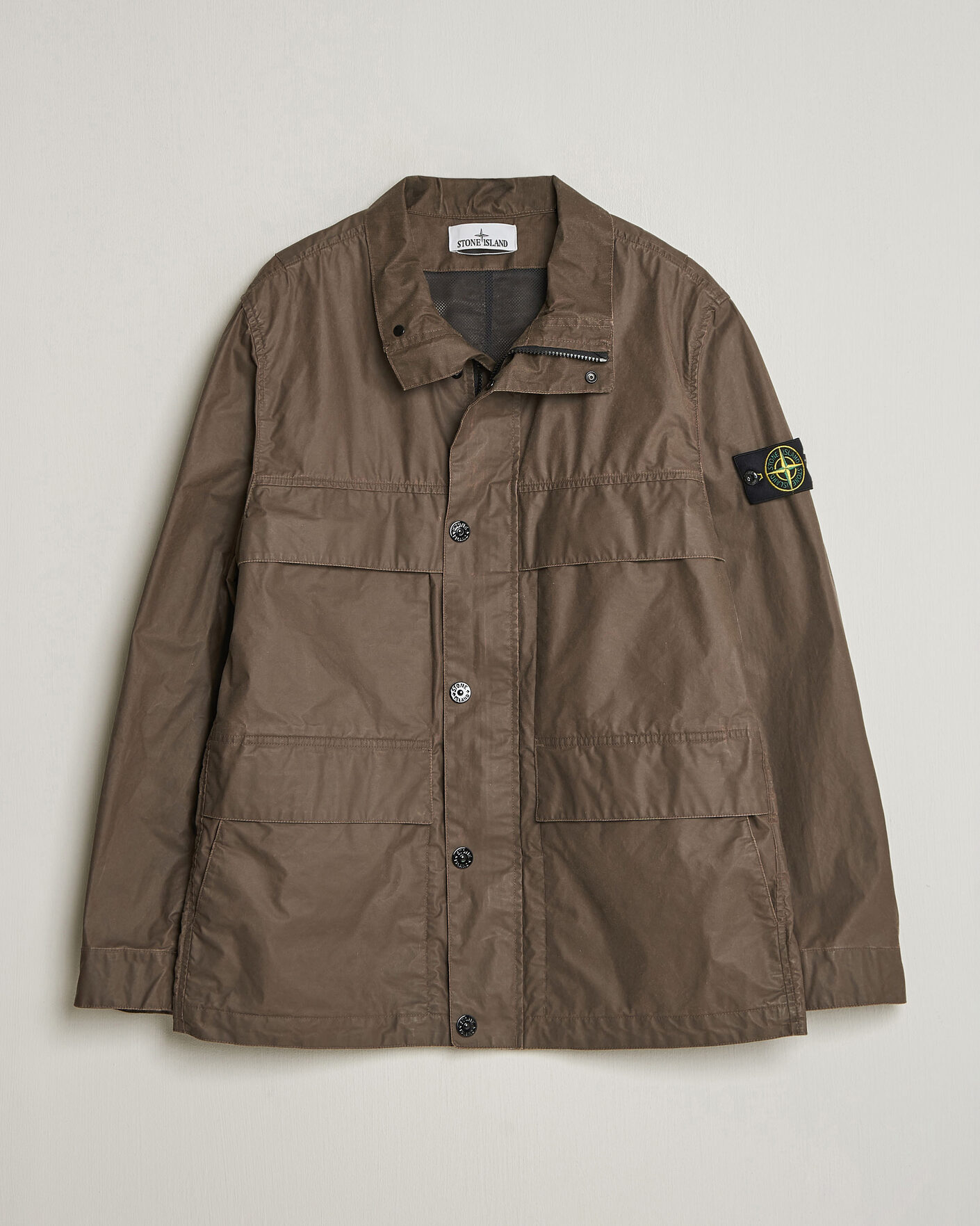 Homme | Manteaux Et Vestes | Stone Island | Waxed Pigment Cotton Tela Field Jacket Umber
