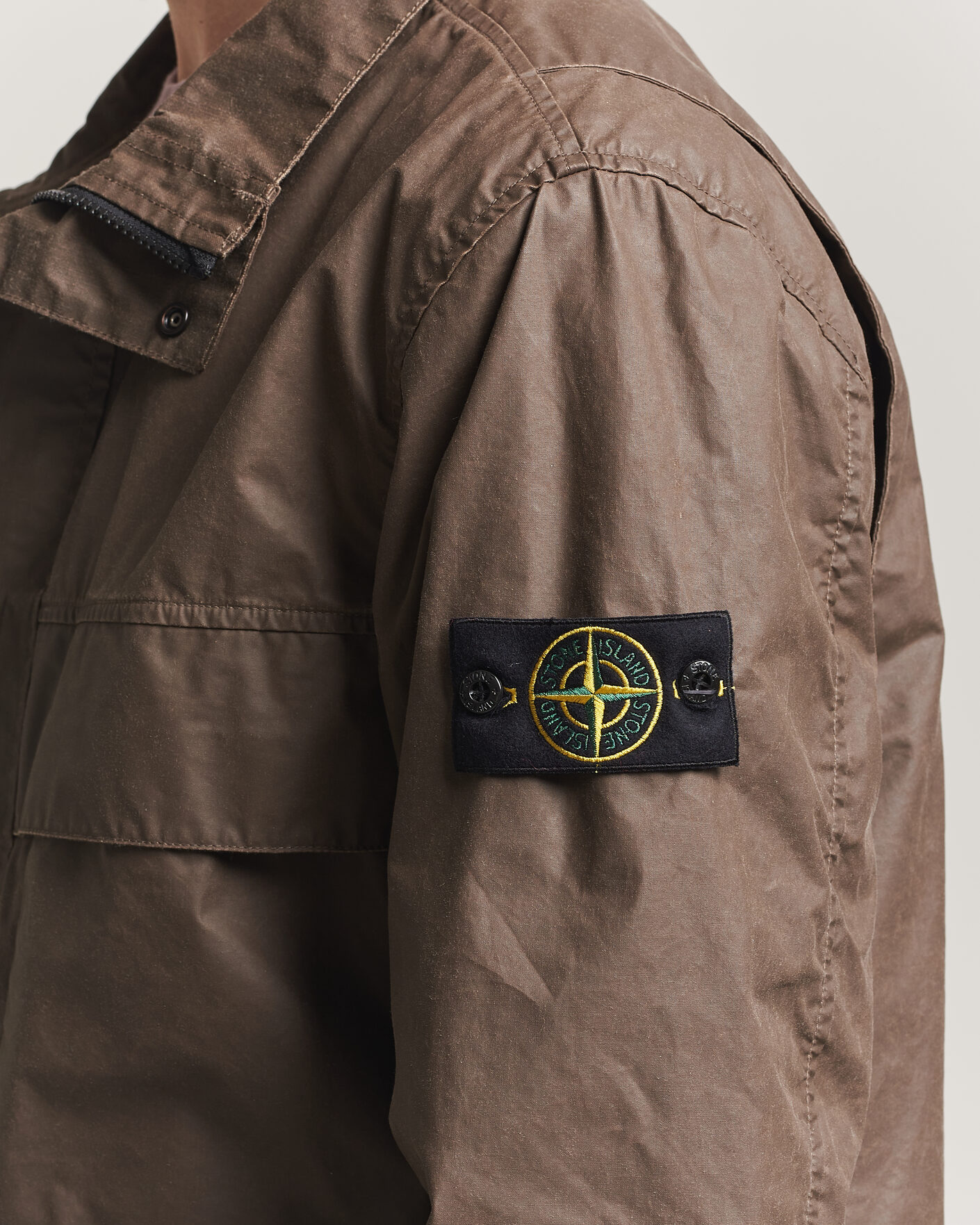 Homme | Manteaux Et Vestes | Stone Island | Waxed Pigment Cotton Tela Field Jacket Umber