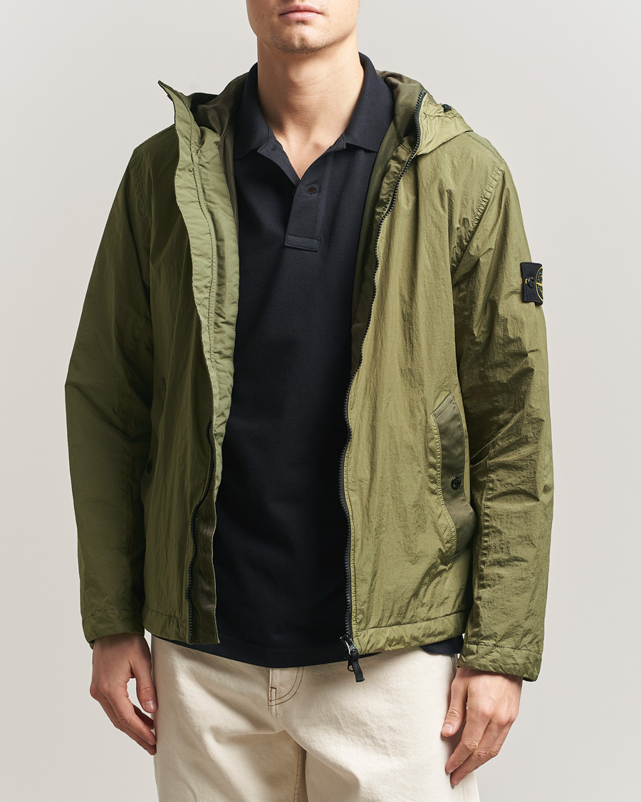 Homme | Manteaux Et Vestes | Stone Island | Crinkle Reps Padded Hood Jacket Military Green