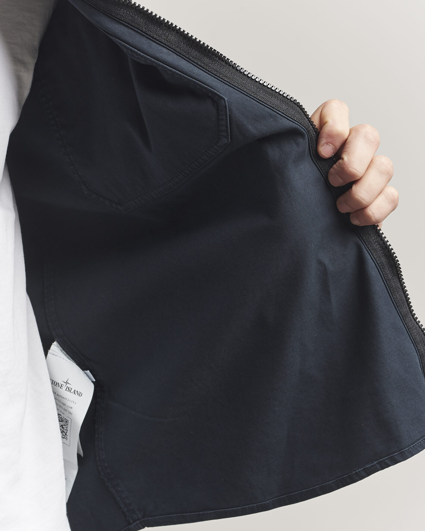 Homme | Chemises | Stone Island | Cotton Stretch Zip Overshirt Navy