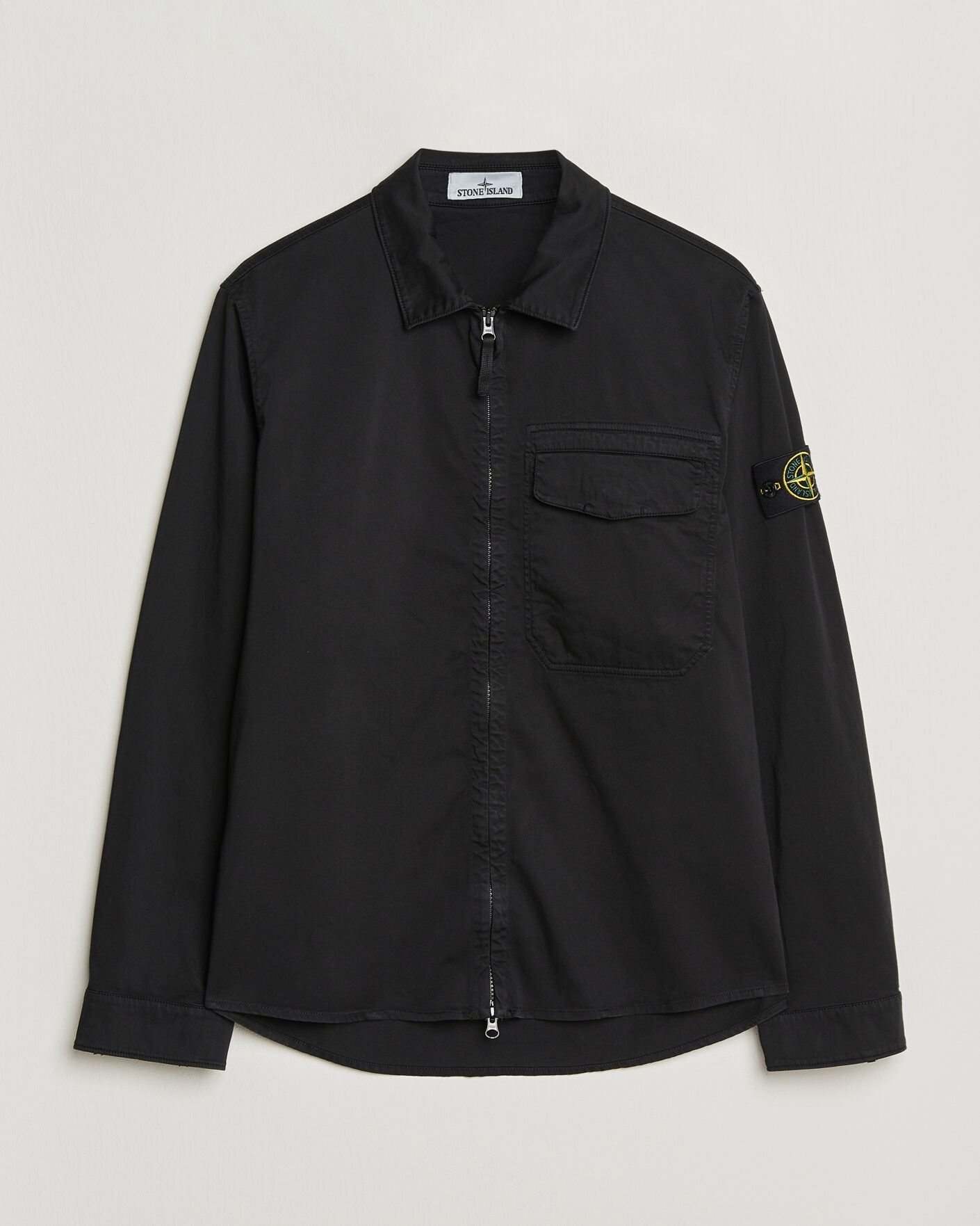 Homme | Chemises | Stone Island | Cotton Stretch Zip Overshirt Black