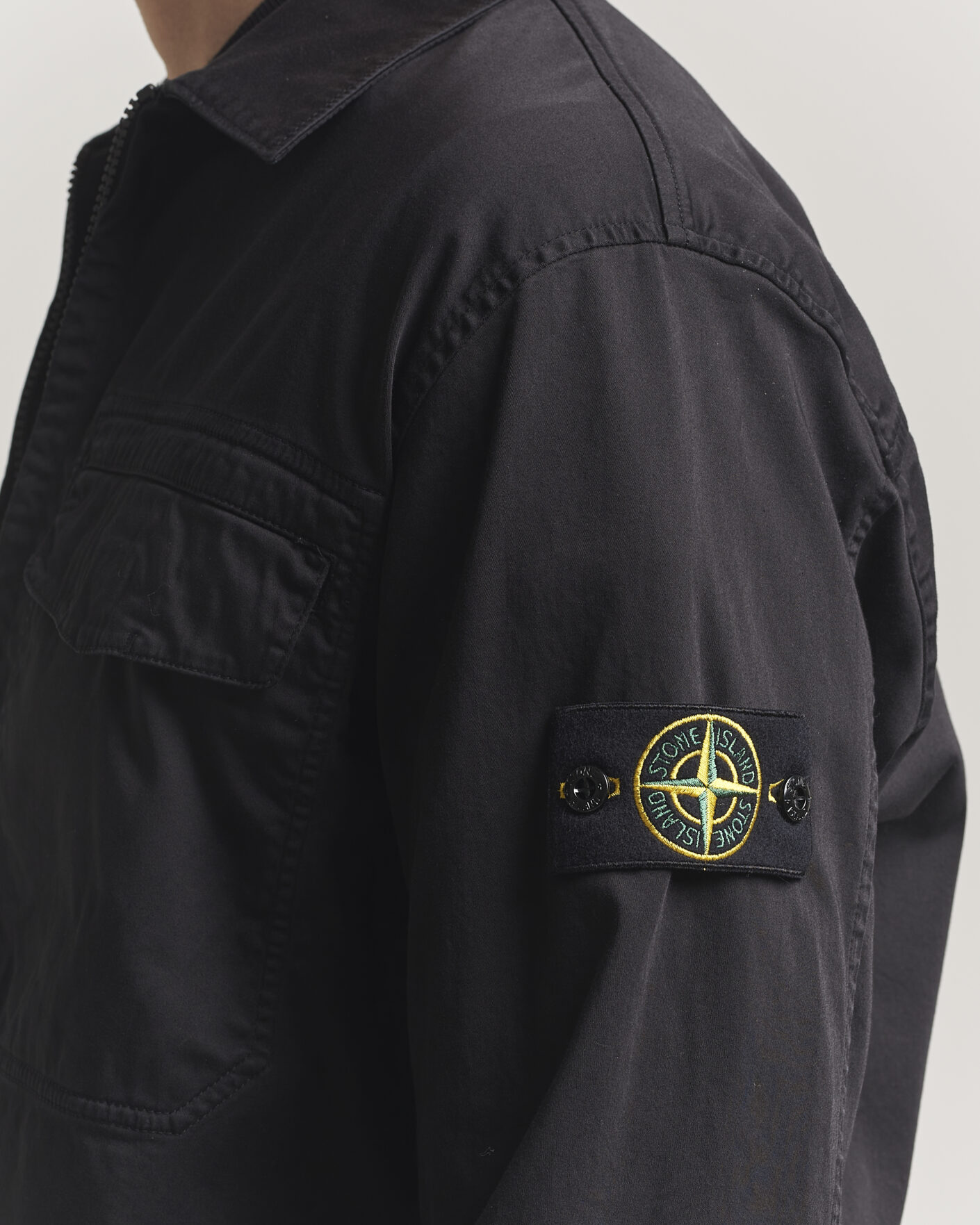 Homme | Chemises | Stone Island | Cotton Stretch Zip Overshirt Black