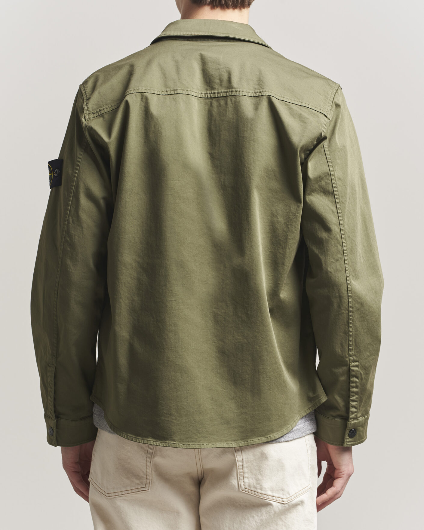Homme | Chemises | Stone Island | Cotton Stretch Zip Overshirt Military Green