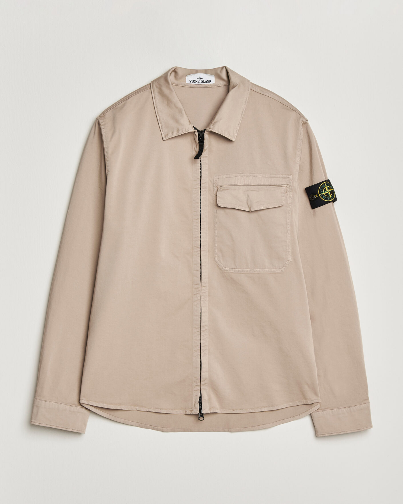 Homme | Chemises | Stone Island | Cotton Stretch Zip Overshirt Desert