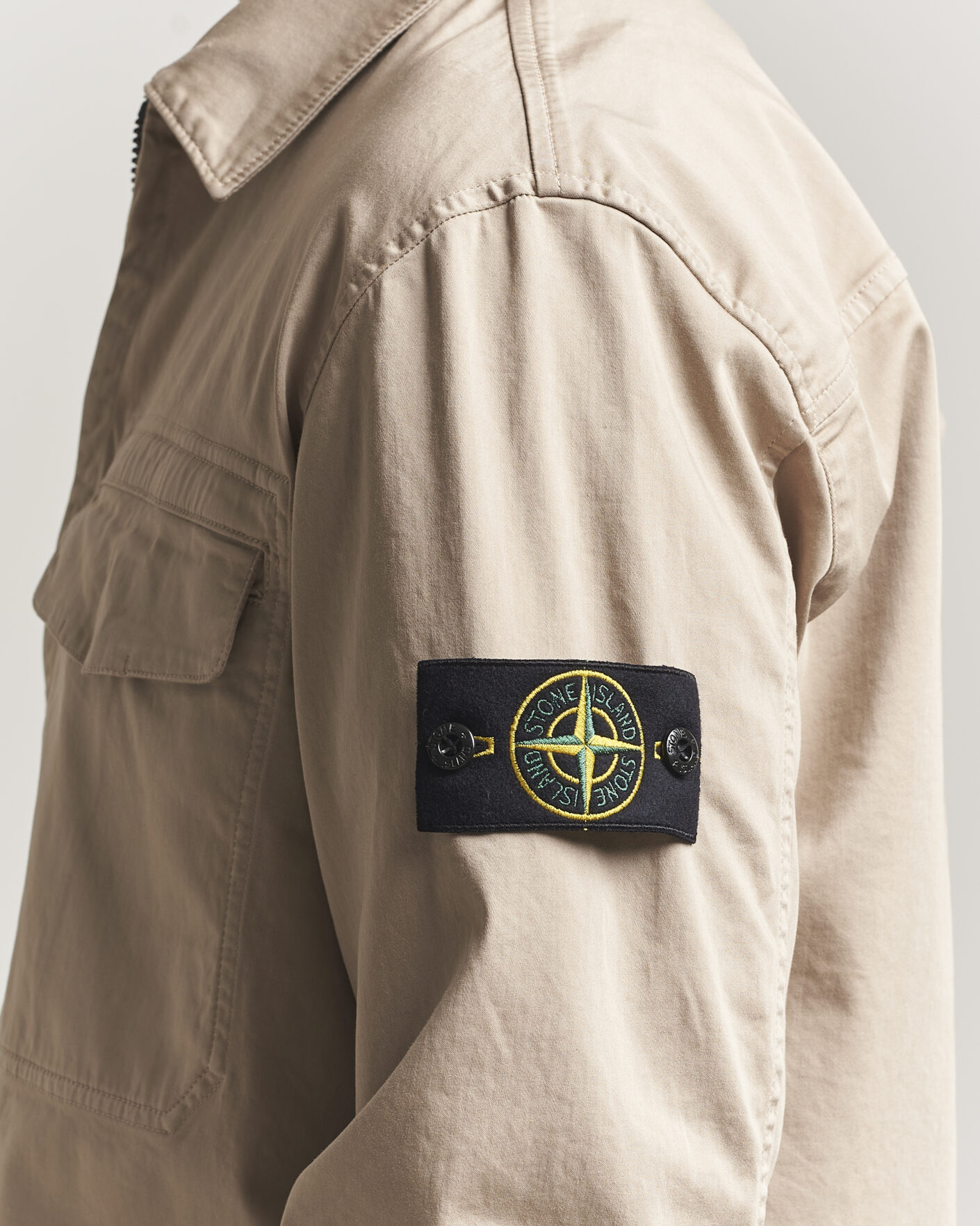 Homme | Chemises | Stone Island | Cotton Stretch Zip Overshirt Desert