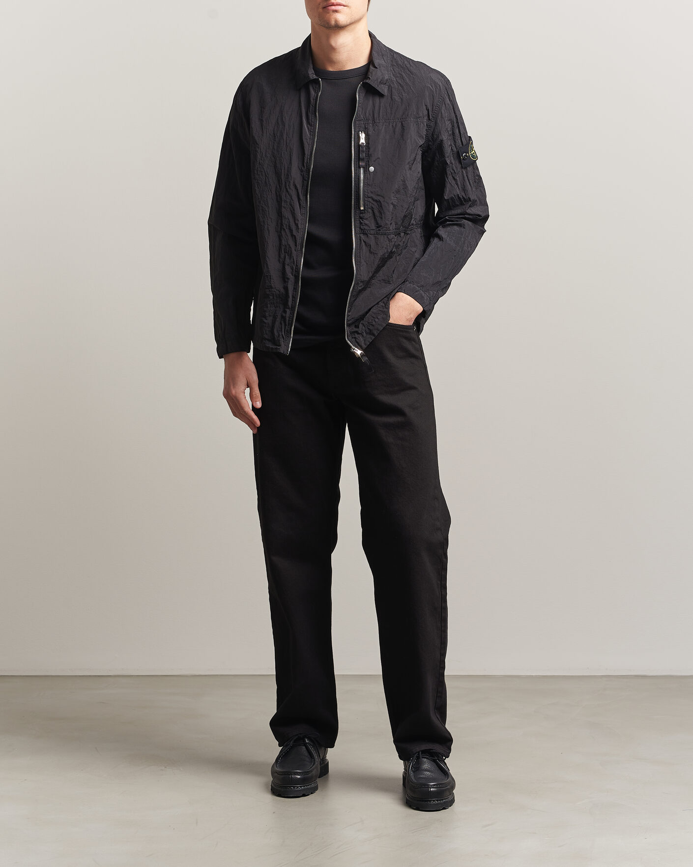 Homme | Chemises | Stone Island | Nylon Metal Zip Overshirt Black