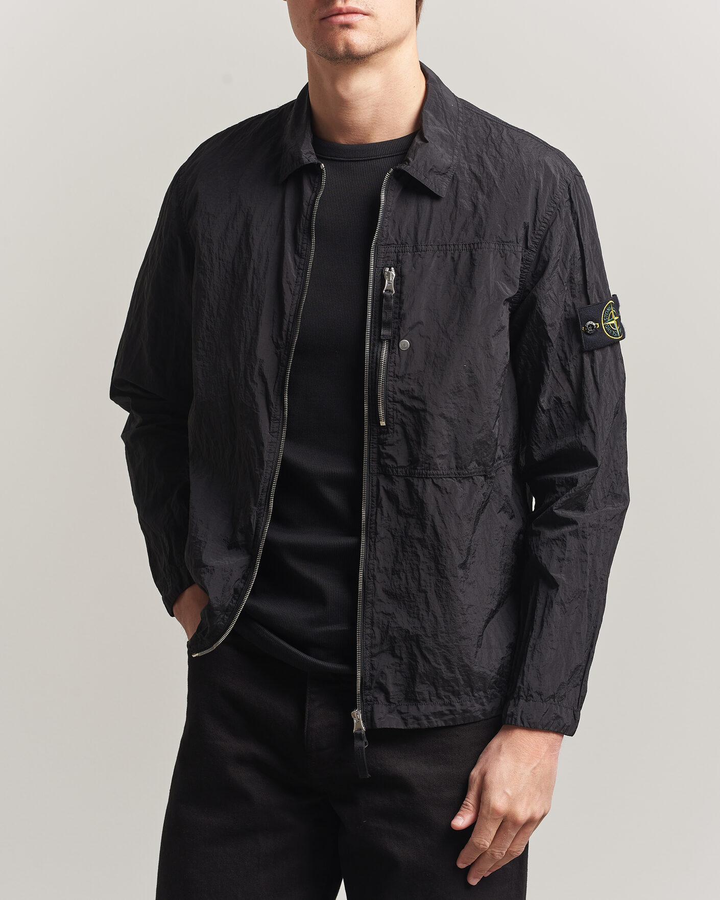 Homme | Chemises | Stone Island | Nylon Metal Zip Overshirt Black