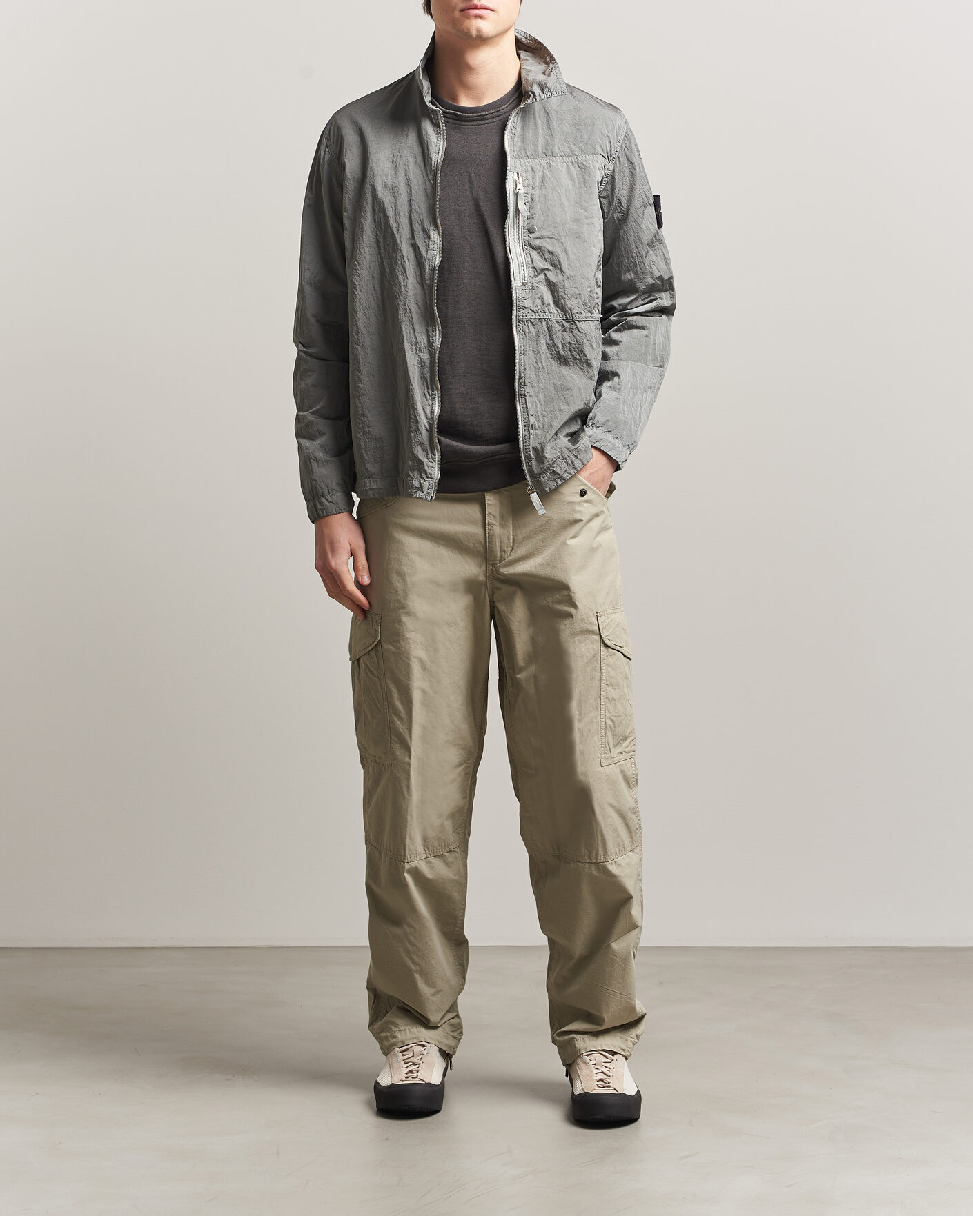 Homme | Chemises | Stone Island | Nylon Metal Zip Overshirt Pearl Grey