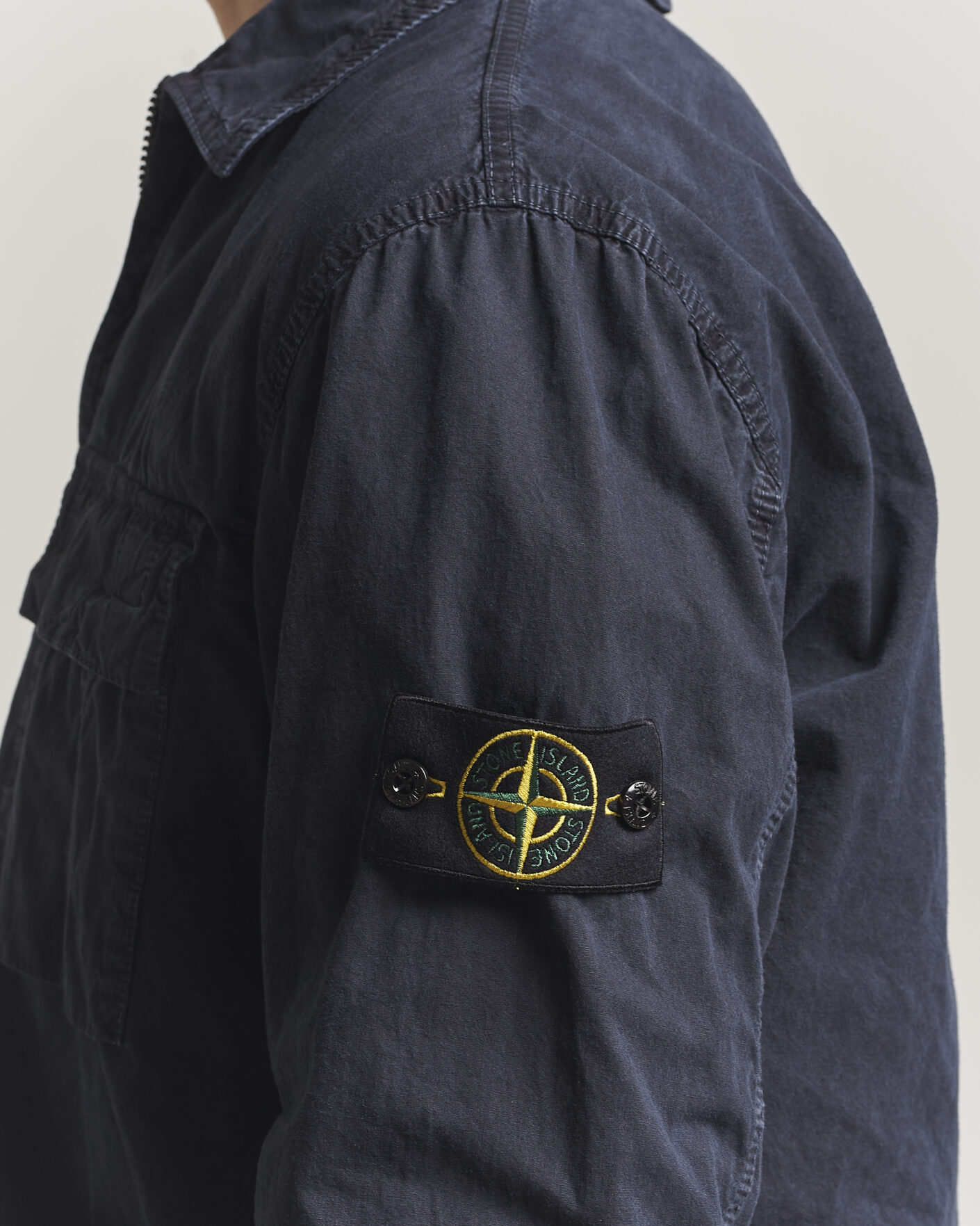 Homme | Chemises | Stone Island | Brushed Cotton Canvas Zip Overshirt Navy