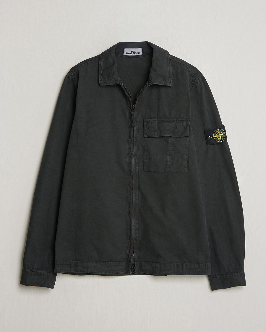 Homme | Chemises | Stone Island | Brushed Cotton Canvas Zip Overshirt Black