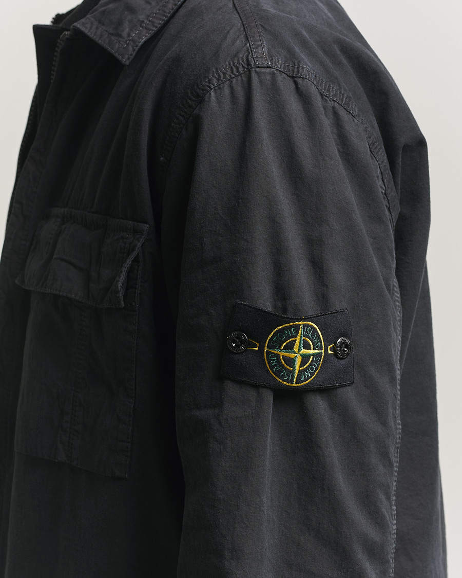 Homme | Chemises | Stone Island | Brushed Cotton Canvas Zip Overshirt Black