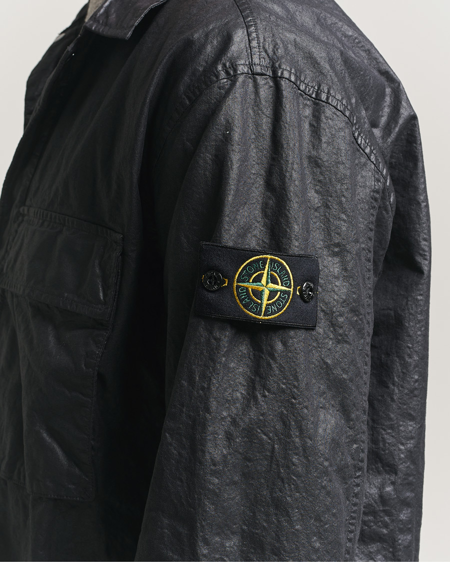 Homme | Chemises | Stone Island | Garment Dyed Nylon Zip Overshirt Black