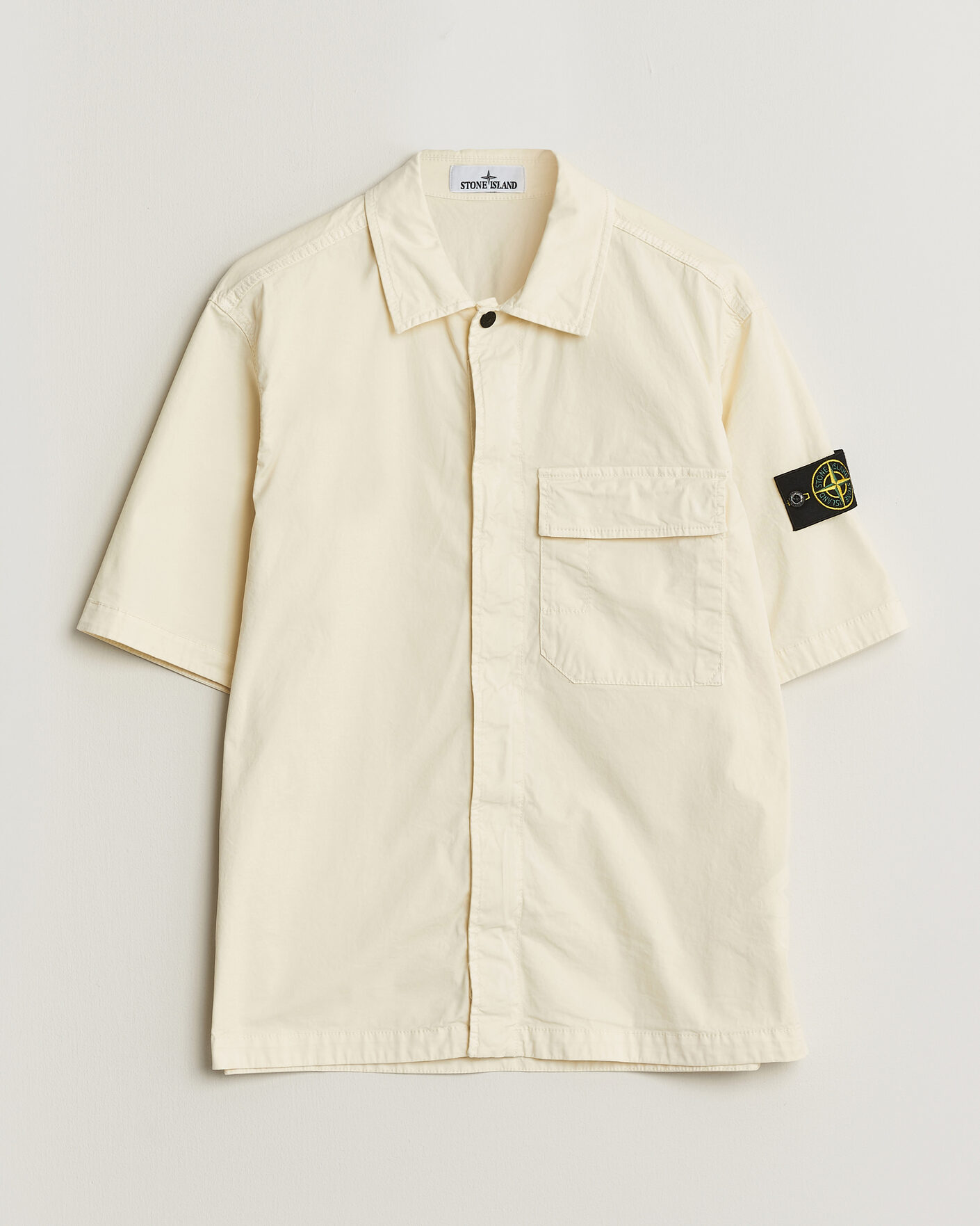 Homme | Chemises | Stone Island | Organic Cotton Twill Short Sleeve Shirt Ivory