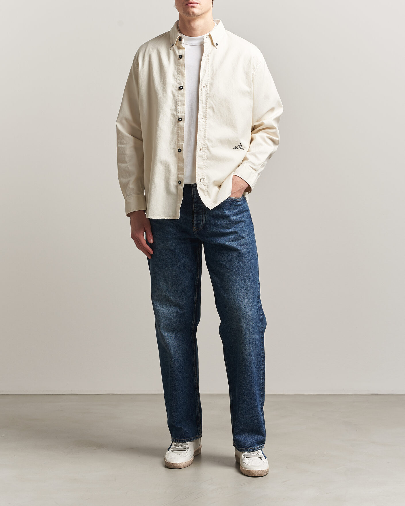 Homme | Chemises | Stone Island | Organic Cotton Oxford Shirt Ivory