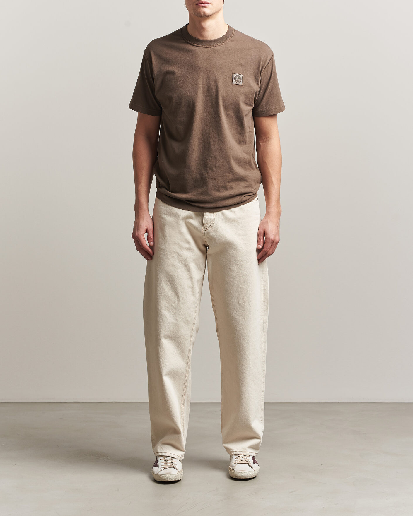 Homme | T-shirts | Stone Island | Organic Cotton Fissato Effect T-Shirt Umber