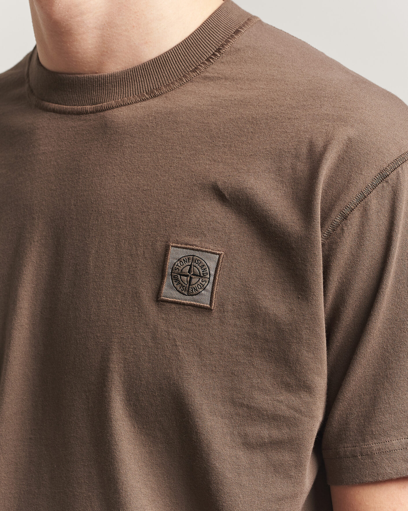 Homme | T-shirts | Stone Island | Organic Cotton Fissato Effect T-Shirt Umber