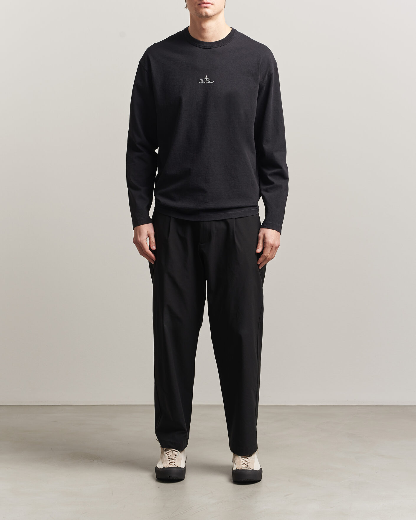 Homme | T-shirts | Stone Island | Organic Cotton Jersey Long Sleeve Logo T-Shirt Black