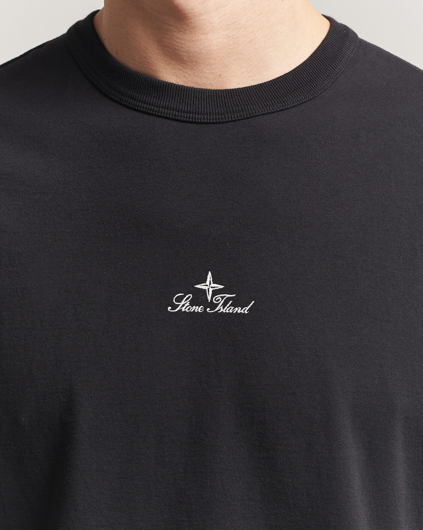 Homme | T-shirts | Stone Island | Organic Cotton Jersey Long Sleeve Logo T-Shirt Black