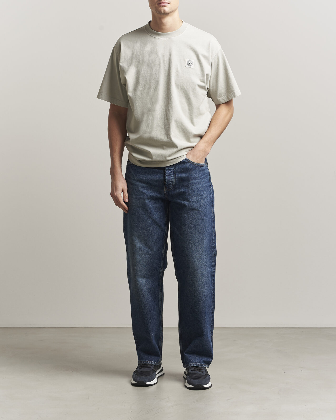 Homme | T-shirts | Stone Island | Combed Organic Cotton T-Shirt Pearl Grey