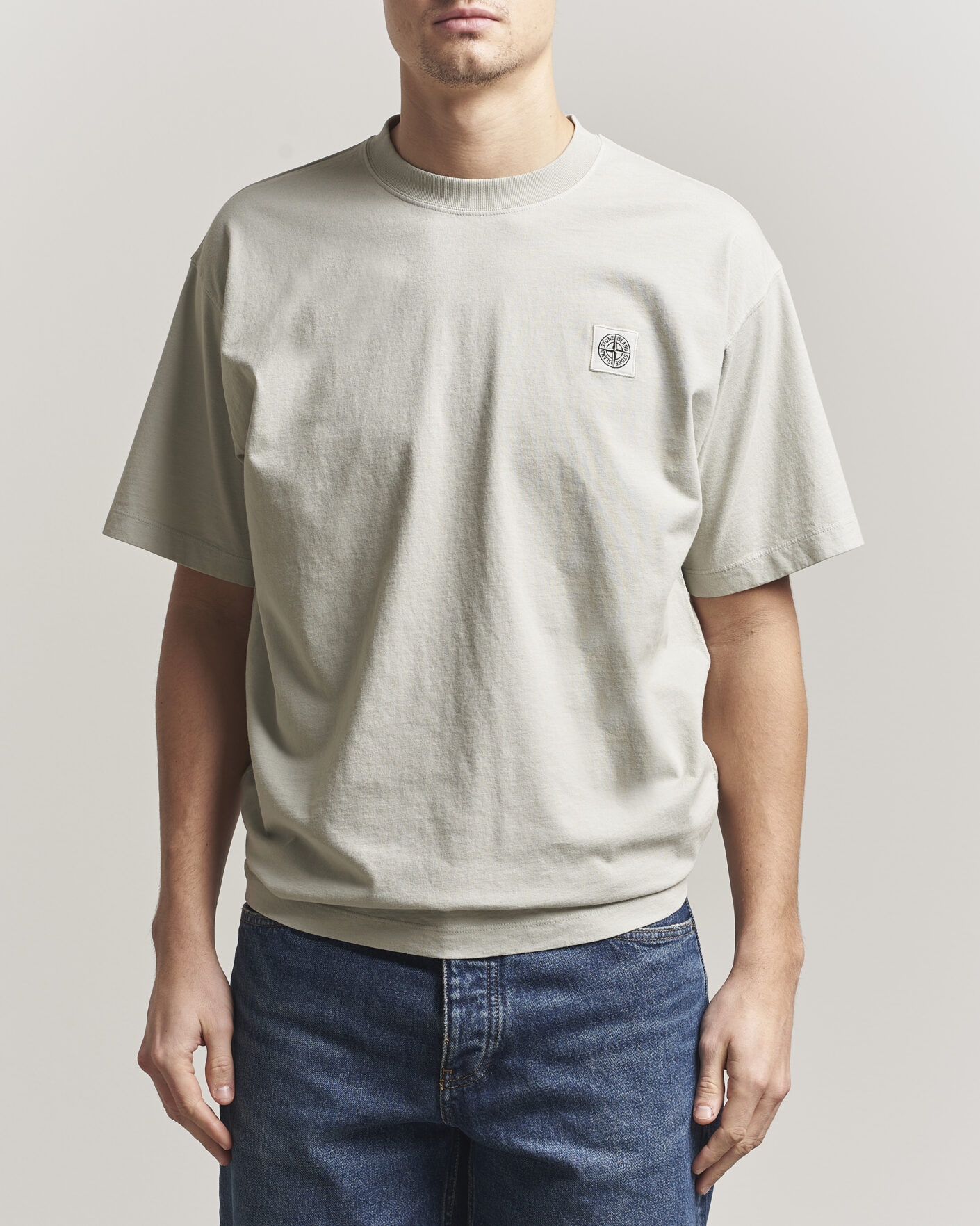Homme | T-shirts | Stone Island | Combed Organic Cotton T-Shirt Pearl Grey