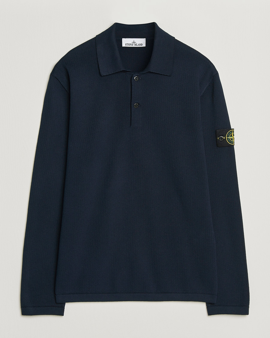 Homme | Pulls Et Tricots | Stone Island | Micro Stitch Knitted Cotton Polo Navy