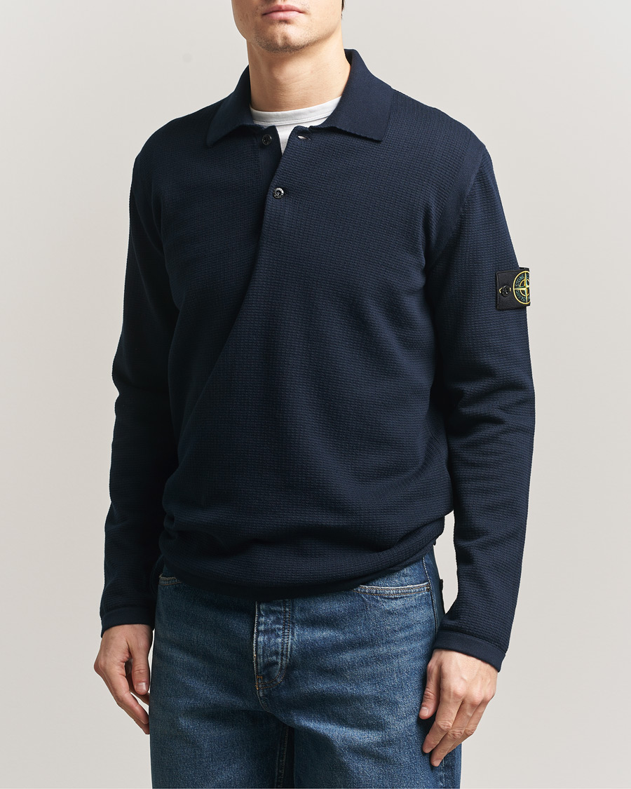 Homme | Pulls Et Tricots | Stone Island | Micro Stitch Knitted Cotton Polo Navy