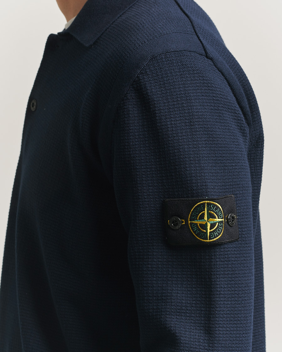 Homme | Pulls Et Tricots | Stone Island | Micro Stitch Knitted Cotton Polo Navy