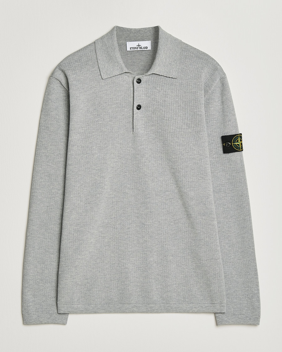 Homme | Pulls Et Tricots | Stone Island | Micro Stitch Knitted Cotton Polo Melange Pearl Grey