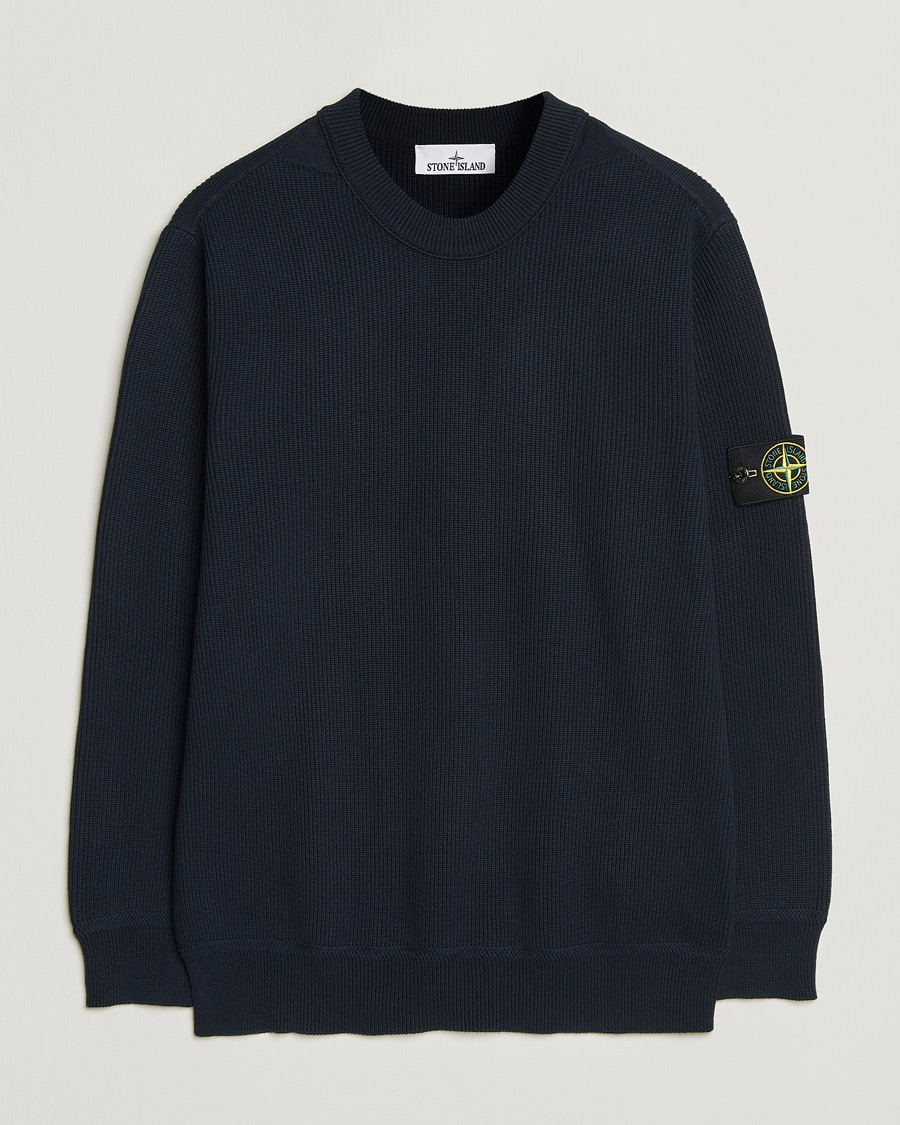 Homme | Pulls Et Tricots | Stone Island | Ribbed Soft Organic Cotton Crewneck Navy