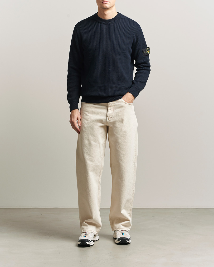 Homme | Pulls Et Tricots | Stone Island | Ribbed Soft Organic Cotton Crewneck Navy