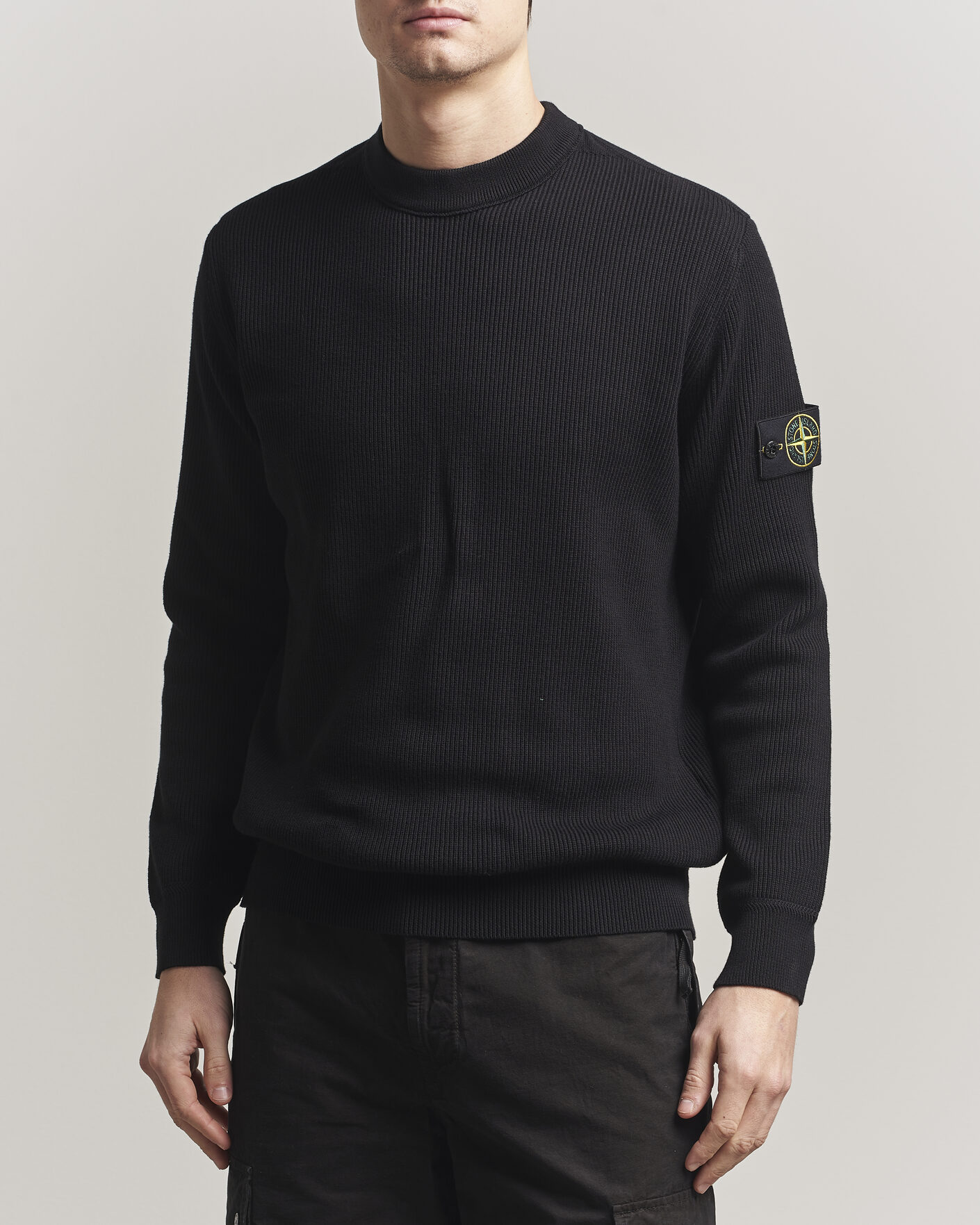 Homme | Pulls Et Tricots | Stone Island | Ribbed Soft Organic Cotton Crewneck Black