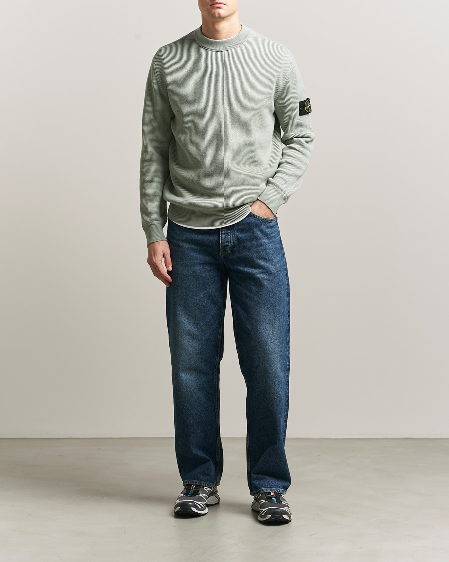 Homme | Pulls Et Tricots | Stone Island | Ribbed Soft Organic Cotton Crewneck Sage