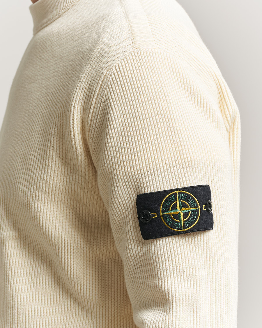 Homme | Pulls Et Tricots | Stone Island | Ribbed Soft Organic Cotton Crewneck Ivory