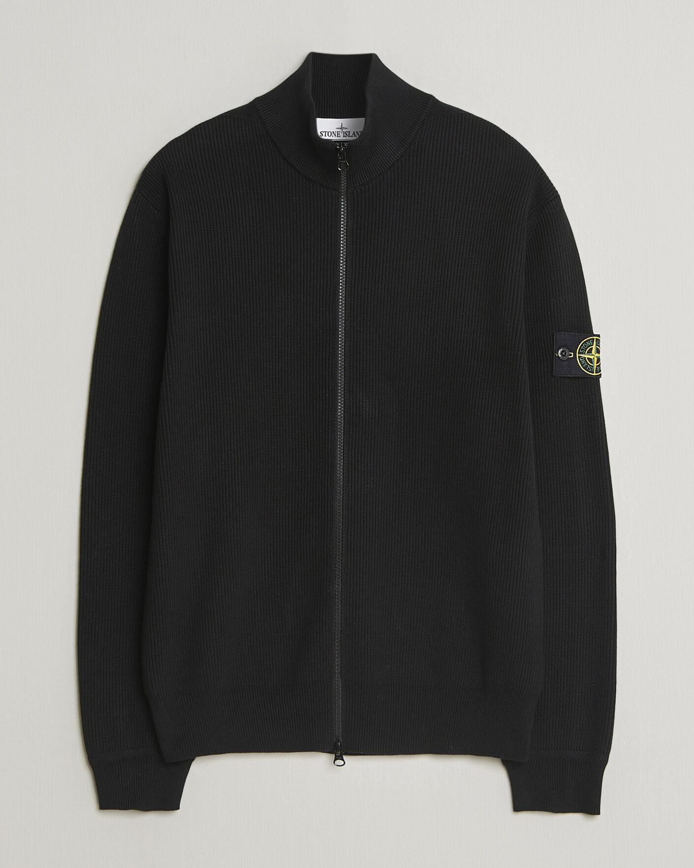 Homme | Pulls Et Tricots | Stone Island | Ribbed Soft Organic Cotton Full Zip Black