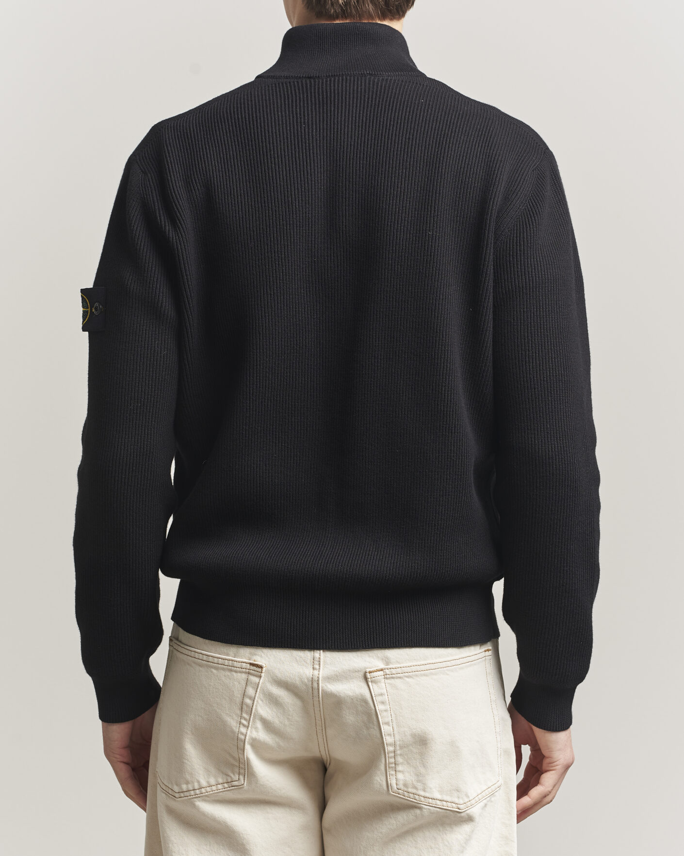 Homme | Pulls Et Tricots | Stone Island | Ribbed Soft Organic Cotton Full Zip Black