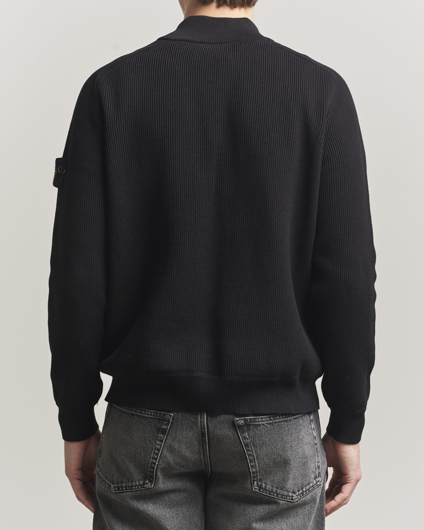 Homme | Pulls Et Tricots | Stone Island | Ribbed Soft Organic Cotton Half Zip Black