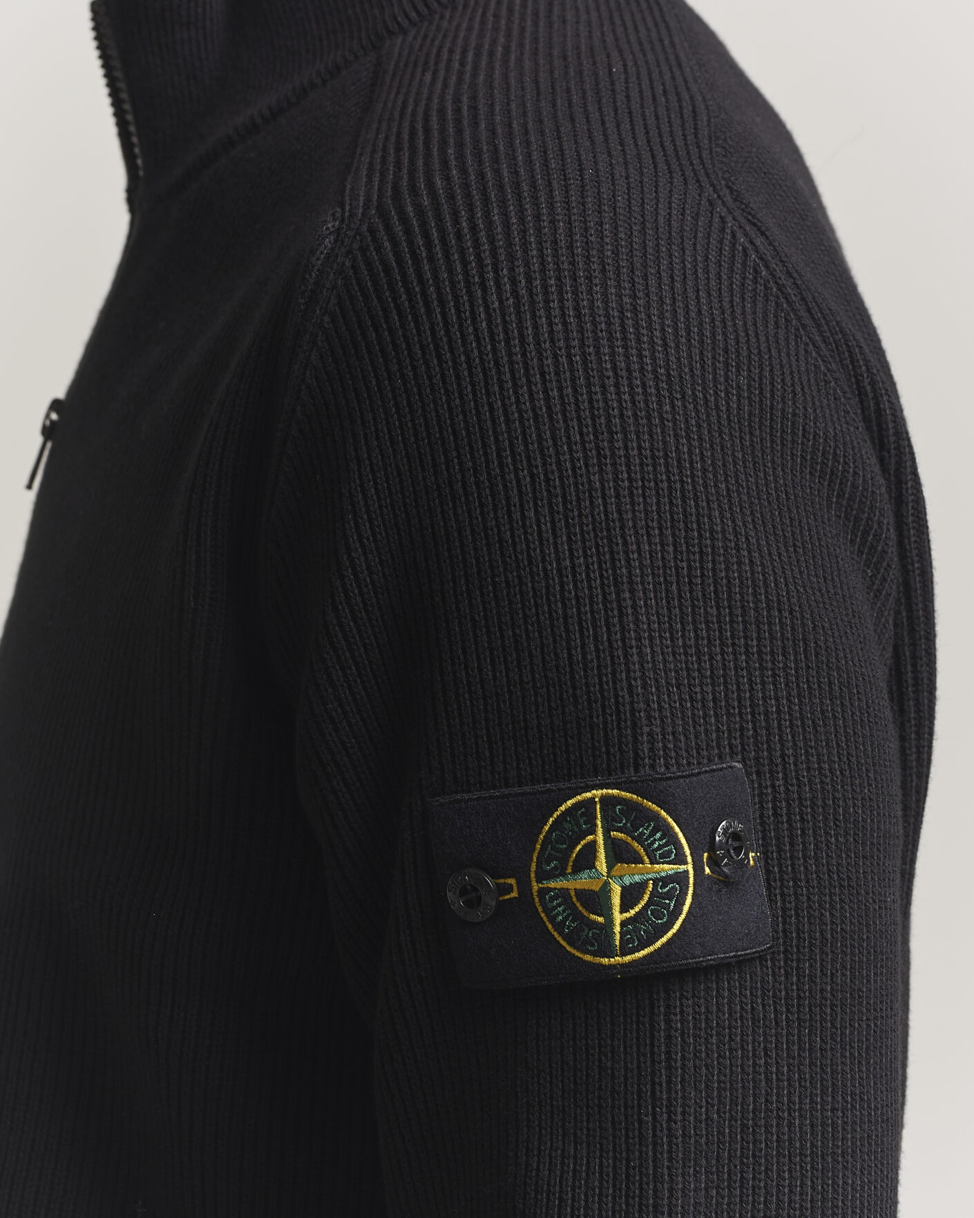 Homme | Pulls Et Tricots | Stone Island | Ribbed Soft Organic Cotton Half Zip Black