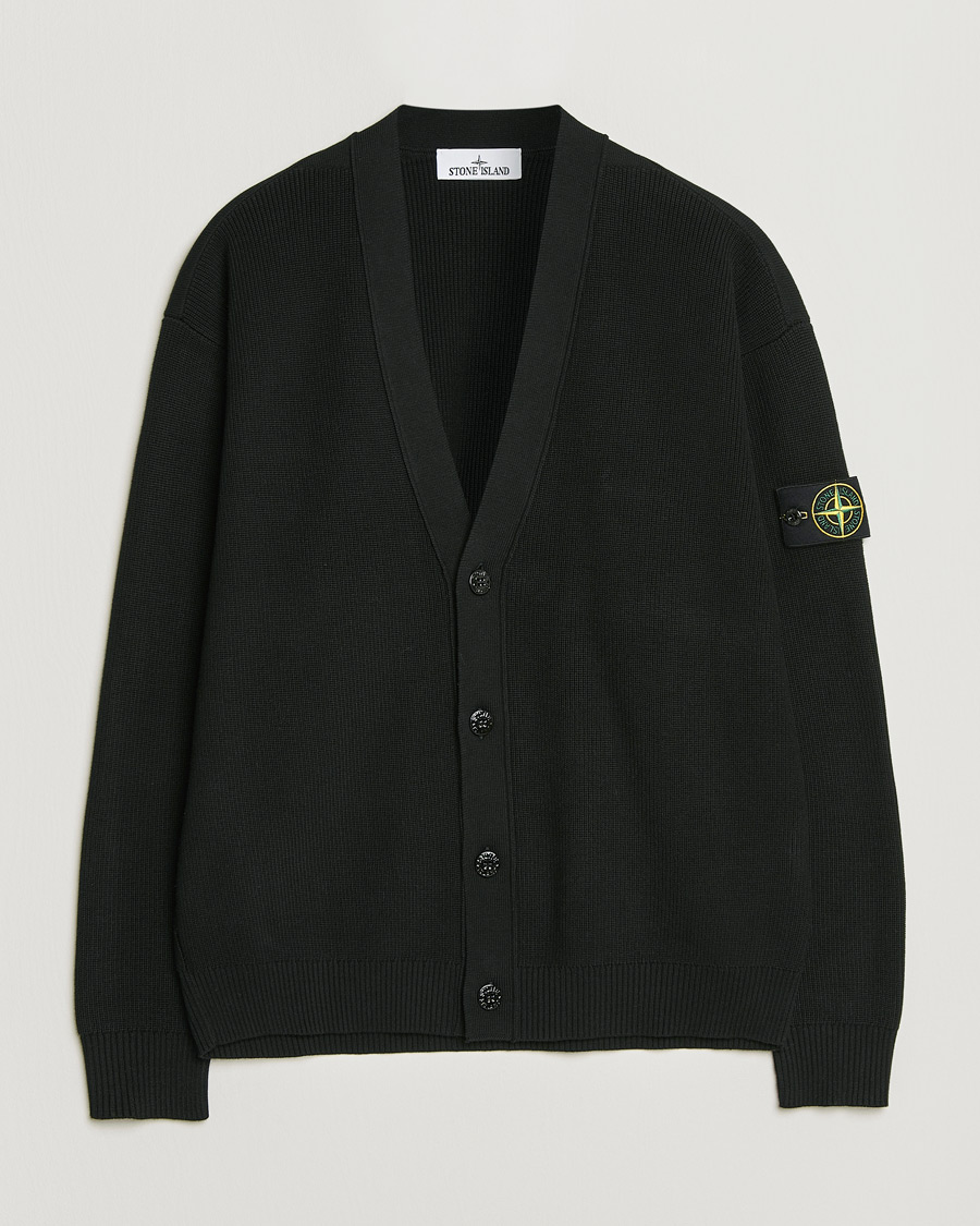 Homme | Pulls Et Tricots | Stone Island | Ribbed Soft Organic Cotton Cardigan Black