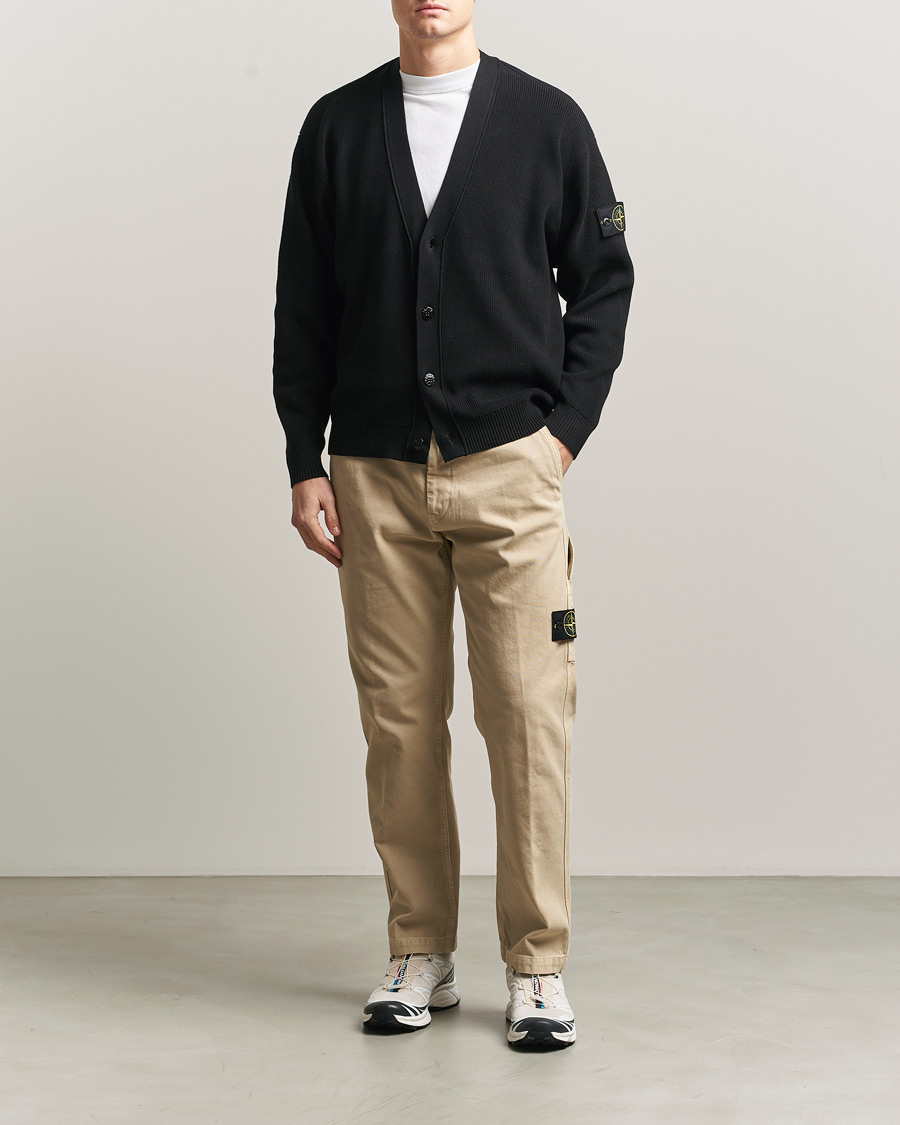Homme | Pulls Et Tricots | Stone Island | Ribbed Soft Organic Cotton Cardigan Black