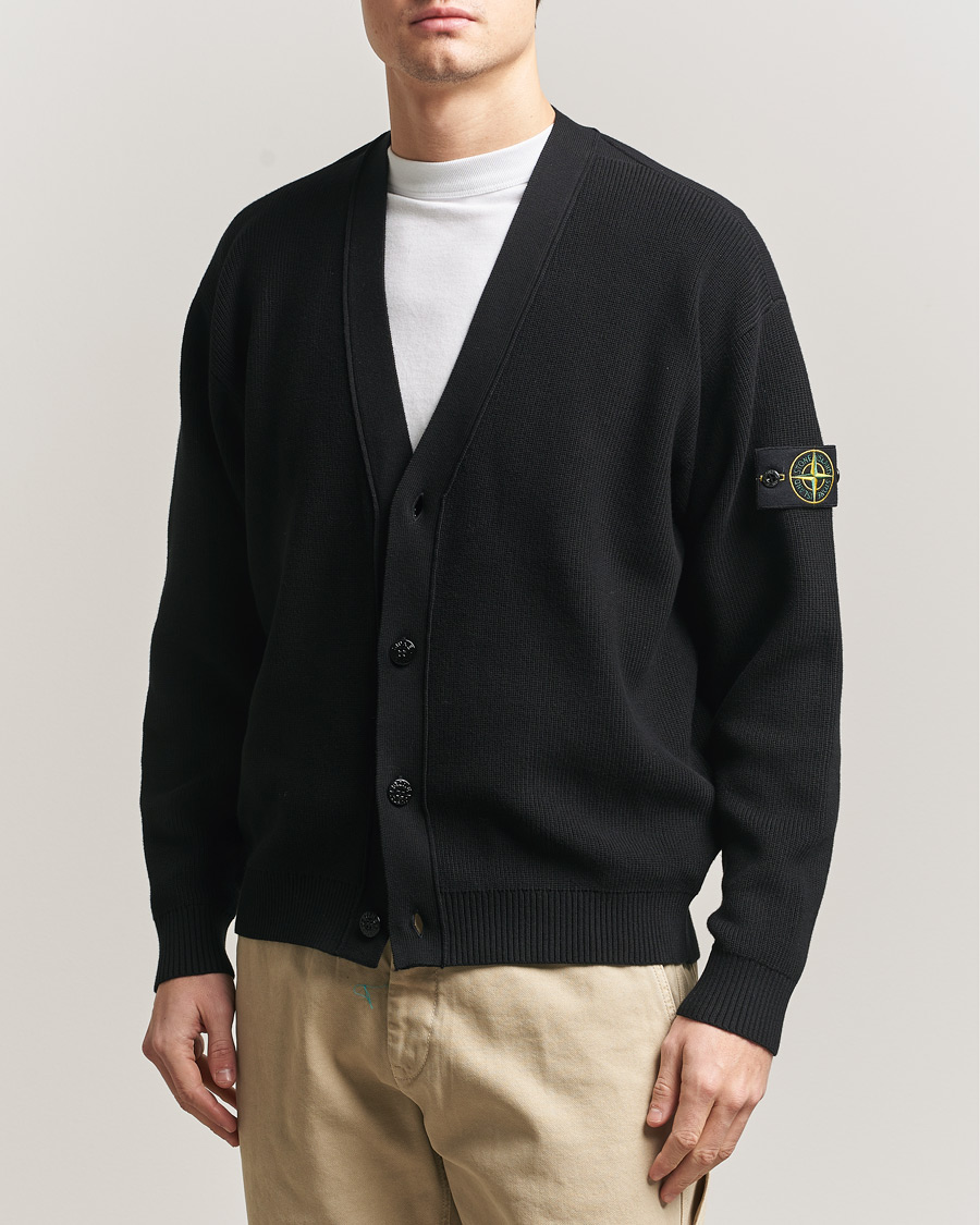 Homme | Pulls Et Tricots | Stone Island | Ribbed Soft Organic Cotton Cardigan Black