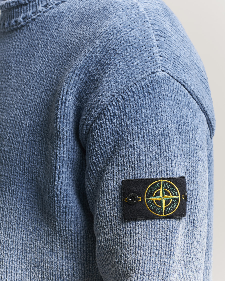 Homme | Pulls Et Tricots | Stone Island | Cotton Chenille Degrade Print Crewneck Dark Blue